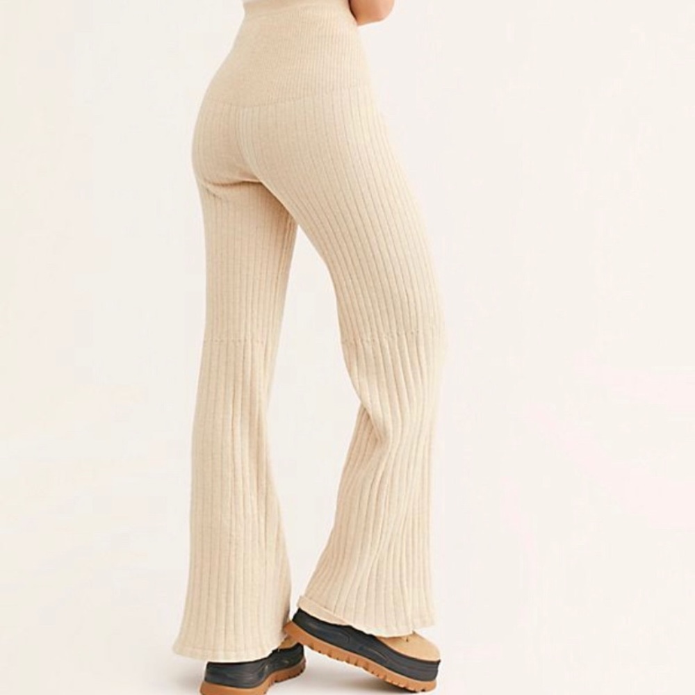 Free People Keep It Real Flare Ribbed Knit Pants